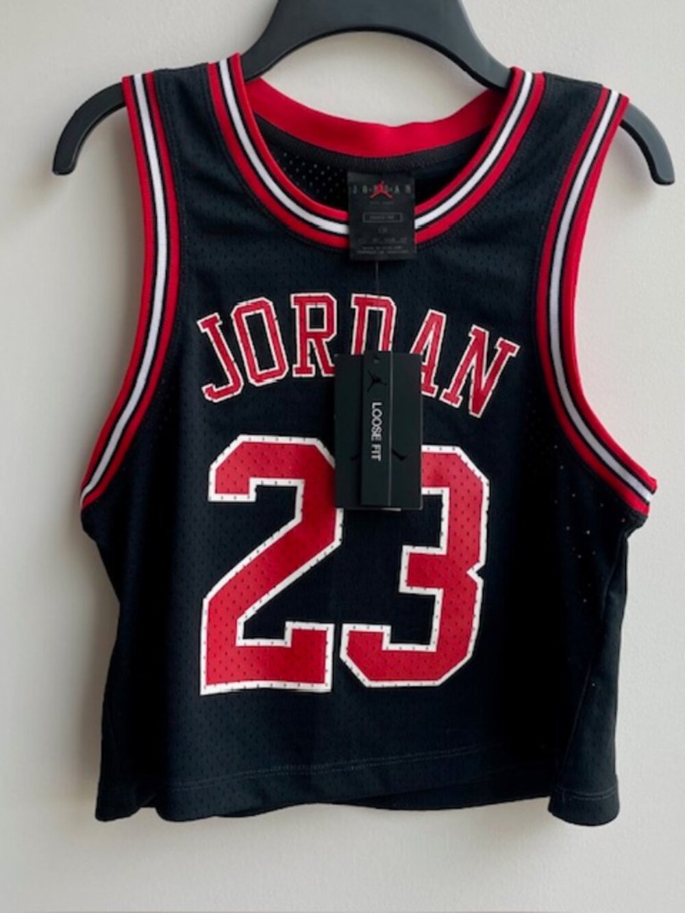 Jordan Nike Essential Jersey Black and Red Womens XS Loose Fit NEW